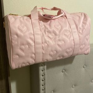 Stoney Clover Lane pink heart imprinted travel tote